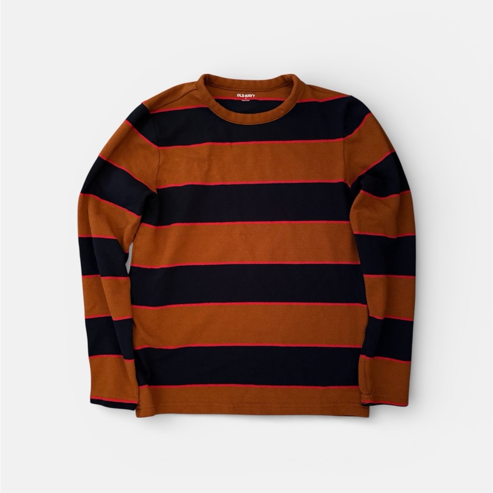 Men's Striped Shirt - Navy and Brown